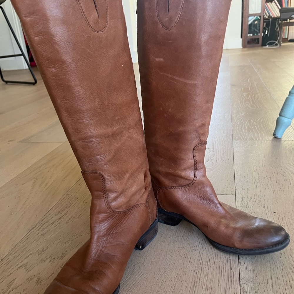 Steve Madden Genuine Leather Brown Heeled Boots 7.5M